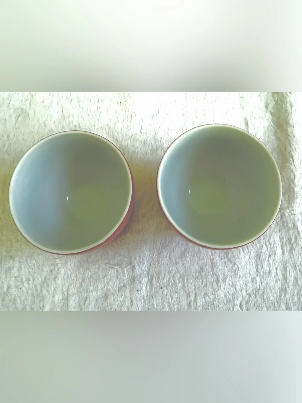Vintage MCM Knobler Set 2 Orange Egg Cups Porcelain